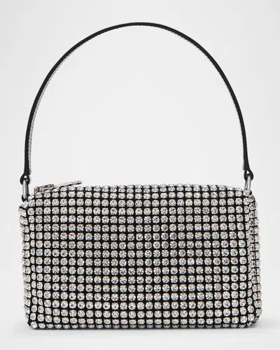 Alexander Wang Rhinestone Chain-mesh Medium Pouch Shoulder Bag In White