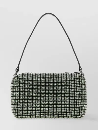 Alexander Wang Rhinestone-covered Fabric Chain Shoulder Bag In Black