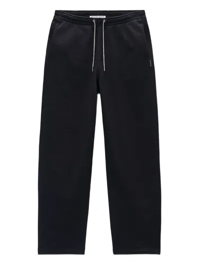 Alexander Wang Rhinestone-drawcord Cotton Track Pants In Black