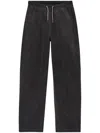 Alexander Wang Black Cotton Terry Sweatpant With Crystal Hotfix Drawcord In Grey