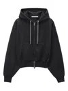 Alexander Wang Rhinestone-drawcord Zip-up Hoodie In Black