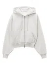 Alexander Wang Rhinestone-drawcord Zip-up Hoodie In White