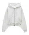 Alexander Wang Rhinestone-drawcord Zip-up Hoodie In Gray