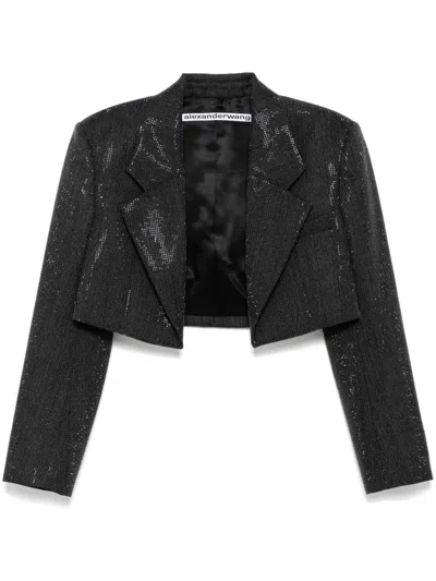 Alexander Wang Rhinestone-embellished Blazer In Grey