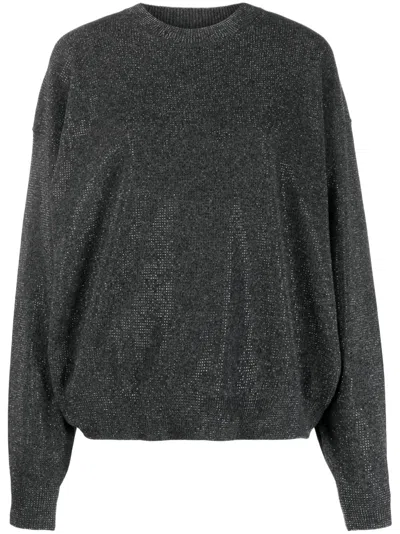 Alexander Wang Rhinestone-embellished Wool Jumper In Grey