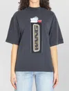 Alexander Wang Rhinestone Lighter Graphic Cotton T Shirt In Gray