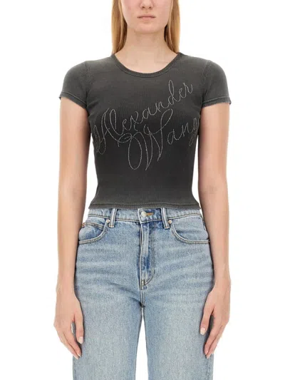 Alexander Wang Rhinestone Logo T-shirt