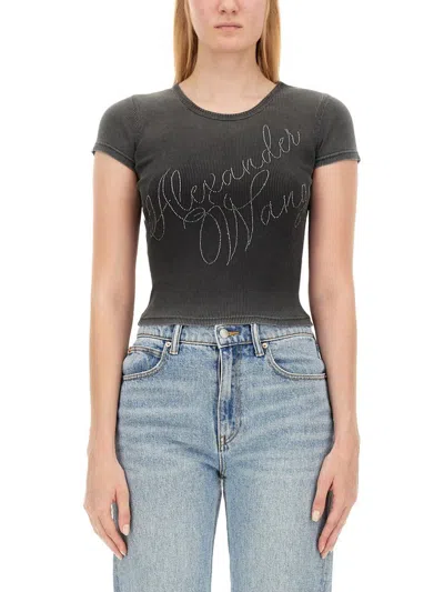 ALEXANDER WANG ALEXANDER WANG RHINESTONE LOGO T-SHIRT