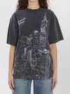 Alexander Wang T-shirt With Thermo-applied Rhinestones And Ny Skyline In Gray