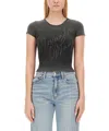Alexander Wang Crystal Hotfix Tee In Ribbed Jersey