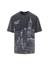 Alexander Wang T-shirt With Thermo-applied Rhinestones And Ny Skyline In Black