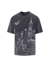 Alexander Wang T-shirt With Thermo-applied Rhinestones And Ny Skyline In Black