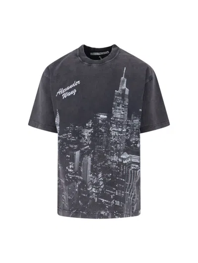 Alexander Wang Rhinestone T-shirt In Black