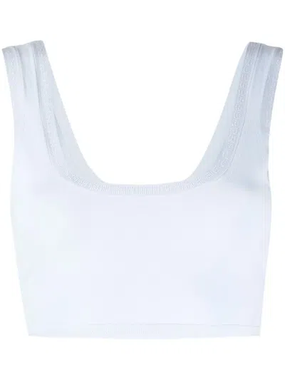 Alexander Wang Rhinestone-trim Cropped Top In Blue