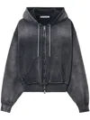 Alexander Wang Cropped Hoodie With Crystals In Black