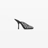 Alexander Wang Mesh Pointed Toe Mules With Studded Embellishments In Black