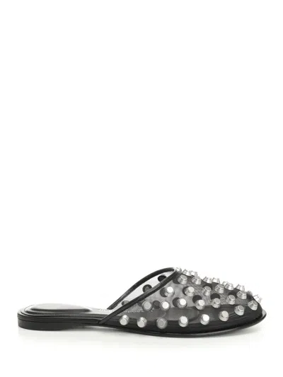 Alexander Wang Rhodes Embellished Flat Slippers In Black