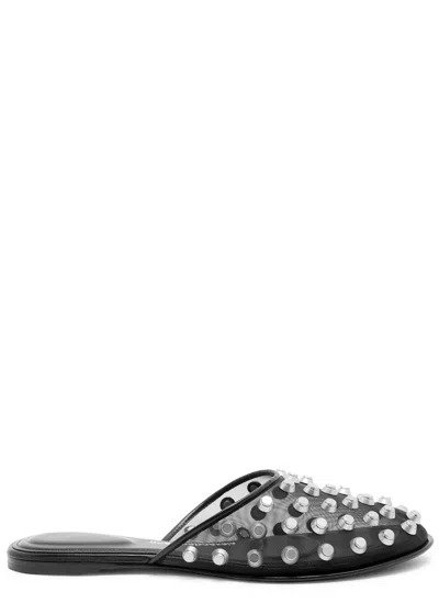 Alexander Wang Rhodes Stud-embellished Mesh Ballet Flats In Black
