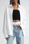 Alexander Wang Rib Camisole & Button-up Shirt In Black/ White
