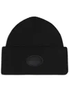 Alexander Wang Dome Logo Beanie In Ribbed Wool Stretch In Black