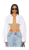 Alexander Wang Ribbed Cami With Cropped Button Up Long Sleeve Shirt In 驼色 & 白色