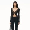 ALEXANDER WANG RIBBED CARDIGAN WITH ENGINEERED TRAPPED GEMS