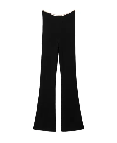 Alexander Wang Ribbed Chain-link Flared Trousers In Black