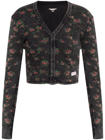 Alexander Wang Ribbed Cotton Cardigan In Black