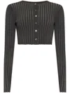 Alexander Wang Ribbed Cropped Cardigan In Black