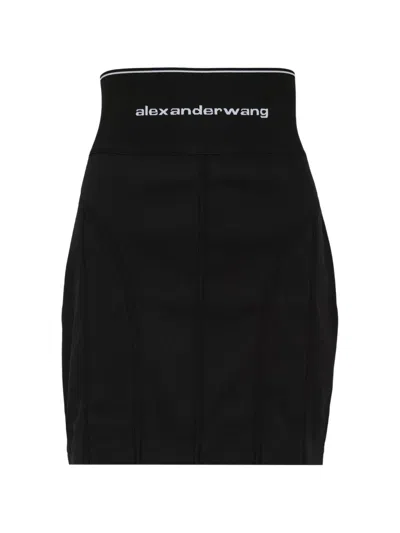 Alexander Wang Ribbed High-waisted Midi Skirt In Black