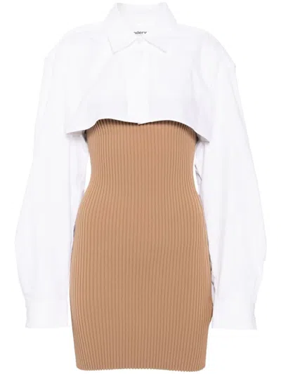 Alexander Wang Ribbed-knit Layered Dress In White