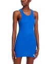 Alexander Wang Racer Tank Loungewear Dress In Ribbed Cotton In Cobalt Blue
