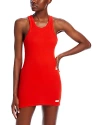 Alexander Wang Racer Tank Loungewear Dress In Ribbed Cotton In Fiery Red