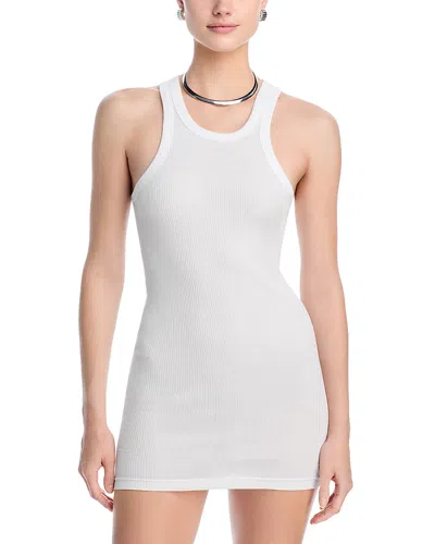 Alexander Wang Ribbed Knit Racerback Tank Dress In White