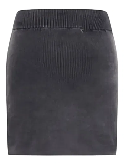 ALEXANDER WANG RIBBED LOGO-EMBOSSED SKIRT