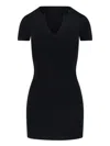 Alexander Wang Ribbed Mini Dress With V-neckline In Black