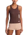 Alexander Wang Ribbed Racerback Tank Top In Chocolate