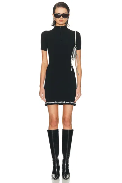 Alexander Wang Ribbed Short-sleeve Fitted Dress Clothing In Black
