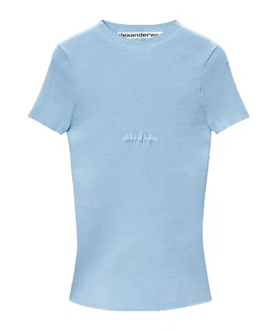 Alexander Wang Ribbed Short-sleeve T-shirt In Blue