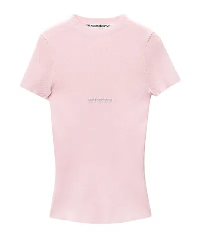 Alexander Wang Ribbed Short-sleeved T-shirt In Pink