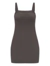 Alexander Wang Ribbed Square-neck Dress In Brown