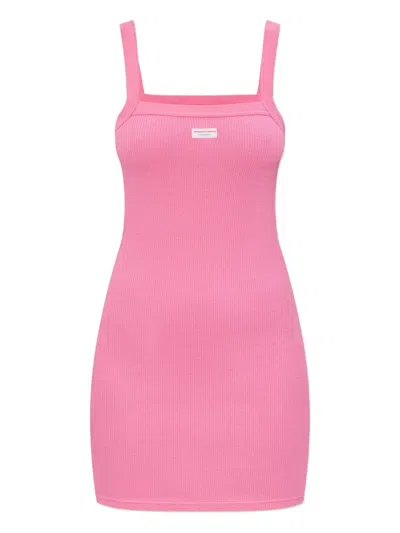 Alexander Wang Ribbed Square-neck Dress In Pink
