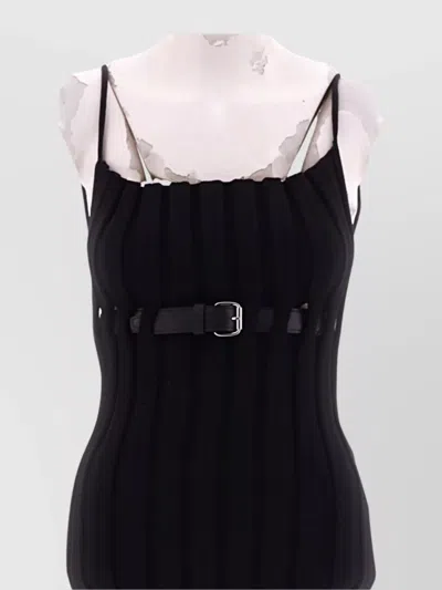 Alexander Wang Ribbed Tank Dress Contrast Trim In Black