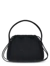 Alexander Wang Ribbed Texture Round Small Bag With Drawstring Closure In Black