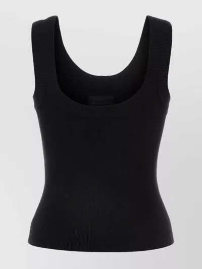 Alexander Wang Ribbed Texture Square Neck Sleeveless Tank Top In Blue