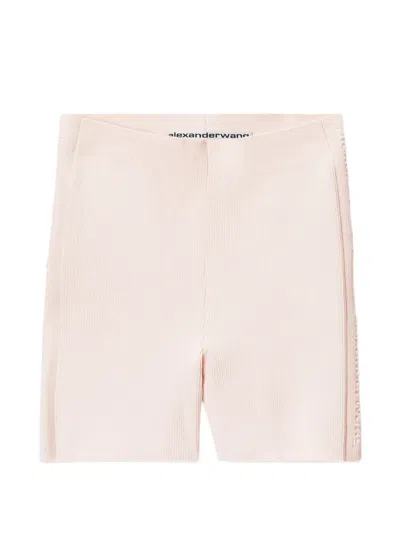 Alexander Wang Ribbed-knit Mini Shorts In Pink