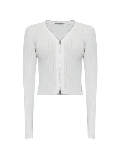 Alexander Wang Ribbed-knit Zip-fastening V-neck Cardigan In Animal Print