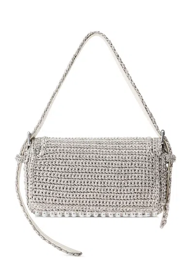 Alexander Wang Ricco Cozy Slim Flap Bag In Silver