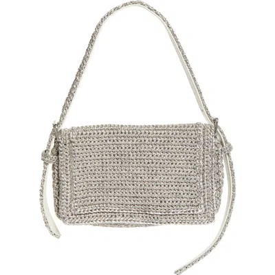 Alexander Wang Ricco Cozy Slim Woven Shoulder Bag In Silver