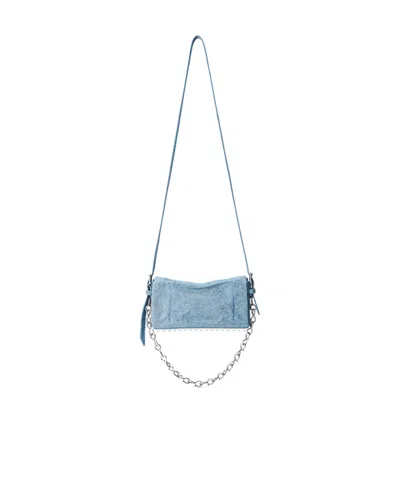 Alexander Wang Ricco Crushed Flap Bag Leather Slim In Blue